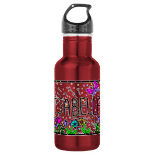 Isabella, Girl's Name Whimsical Art  532 Ml Water Bottle