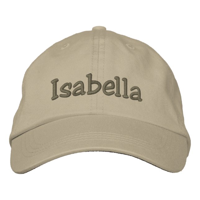 Isabella Name Embroidered Baseball Hat Cap - Khaki (Front)