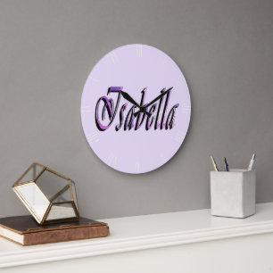 Isabella Name In Purple And Pink, Large Clock