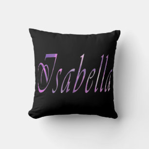 Isabella, Name, Logo, Girls Black Throw Cushion