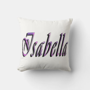Isabella, Name, Logo, Girls White Throw Cushion