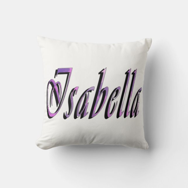 Isabella, Name, Logo, Girls White Throw Cushion (Front)