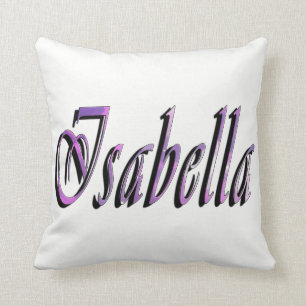 Isabella, Name, Logo, Girls White Throw Cushion