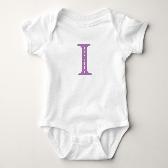 Isabella Personalised Baby One Piece tshirt Purple (Front)