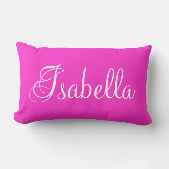 Isabella Pink Lumbar Personalised Pillow (Front)
