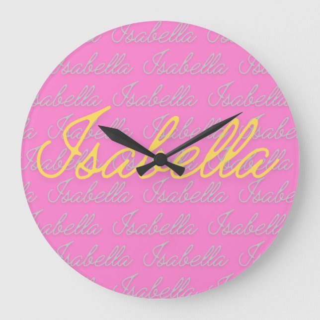 Isabella Signature Name Pattern  Large Clock (Front)