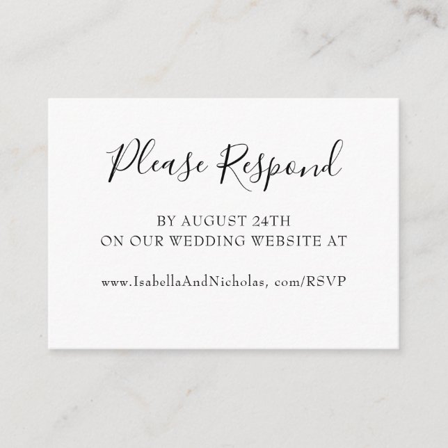 Isabella Simple Modern Calligraphy Website RSVP Enclosure Card (Front)