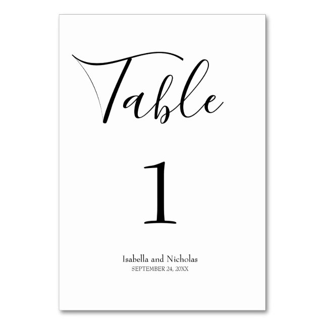 Isabella Simple Modern Whimsical Calligraphy Table Number (Front)