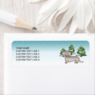 Isabella & Tan Long Hair Dachshund Winter Forest