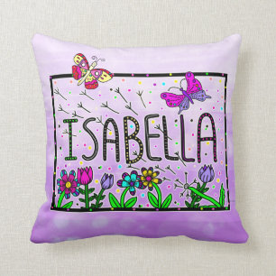 Isabella - The Name Isabella Whimsical Drawing Cushion