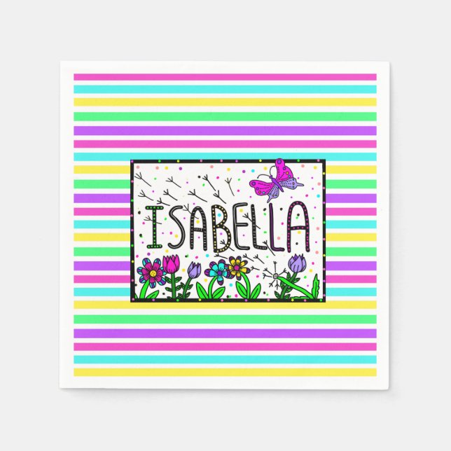 Isabella - The Name Isabella Whimsical Drawing Napkin (Front)