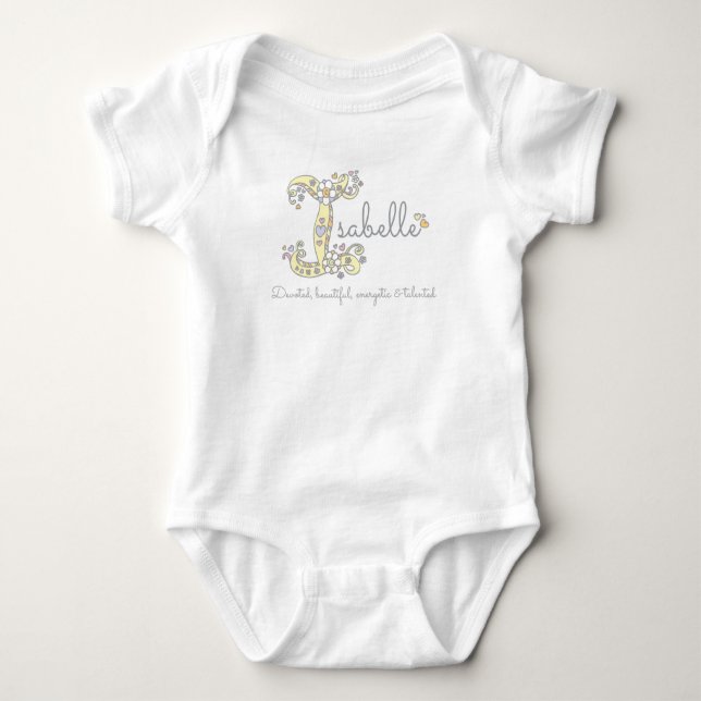 Isabelle custom decorative name meaning  baby bodysuit (Front)