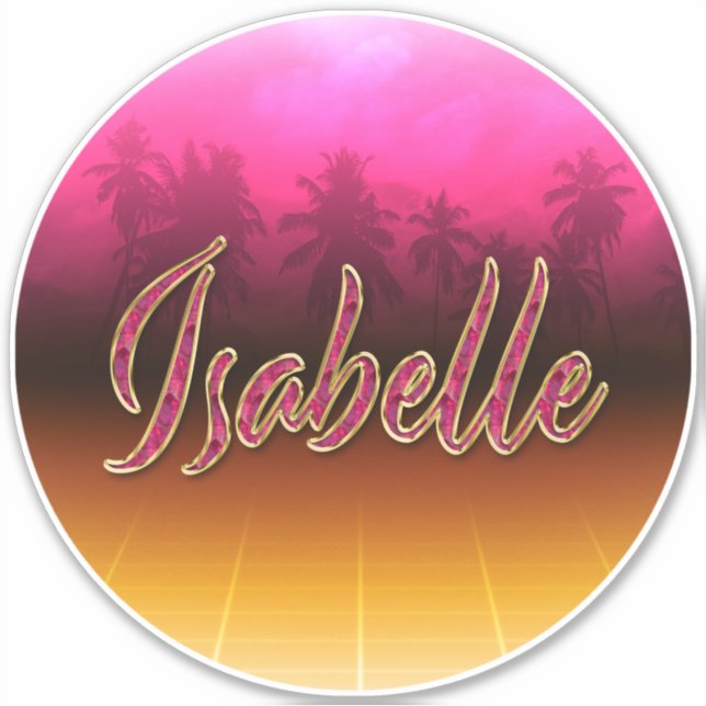 Isabelle First Name Name pink sticker (Front)