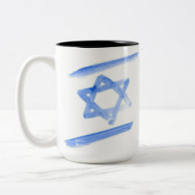 Isaeli flag coffee mug, light blue graphic