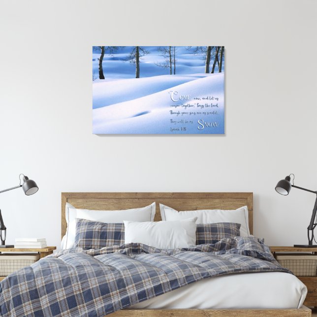 Isaiah 1:18 Inspirational Canvas Print (Insitu(Bedroom))