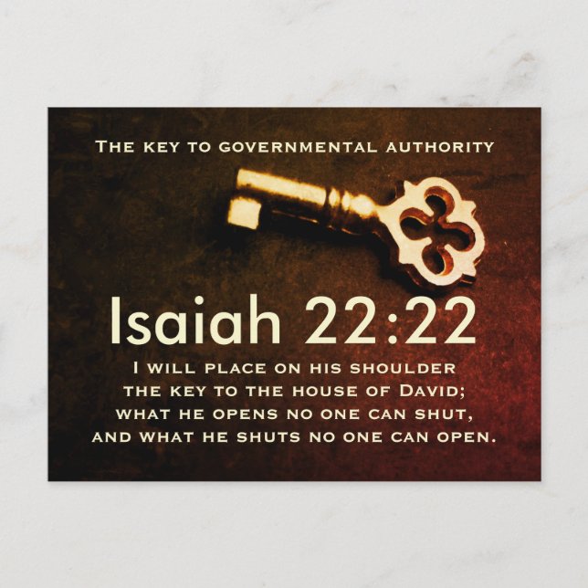 Isaiah 22:22 Key to the House of David Bible Verse Postcard (Front)