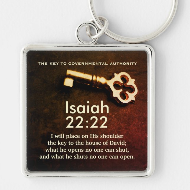 Isaiah 22:22 Key to the House of David Bible Verse Ring (Front)