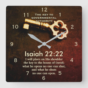 Isaiah 22:22 Key to the House of David Bible Verse Square Wall Clock