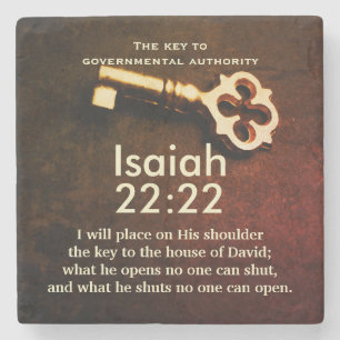 Isaiah 22:22 Key to the House of David Bible Verse Stone Coaster