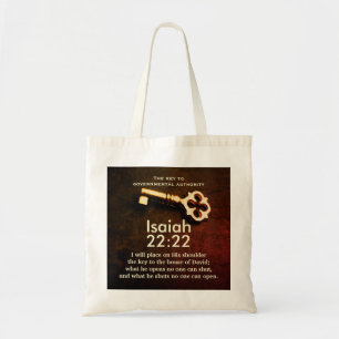 Isaiah 22:22 Key to the House of David Bible Verse Tote Bag