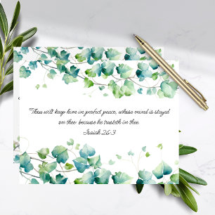 Isaiah 26:3  English Burmese Ivy White Note Card