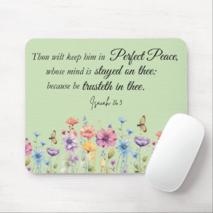 Isaiah 26:3 Perfect Peace KJV Wildflowers Bible Mouse Mat