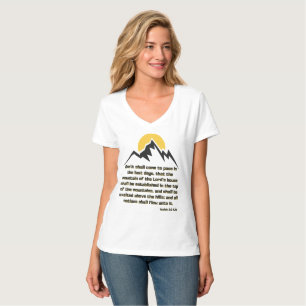 Isaiah 2:2 Bible Scripture Quote KJV Womens V-Neck T-Shirt