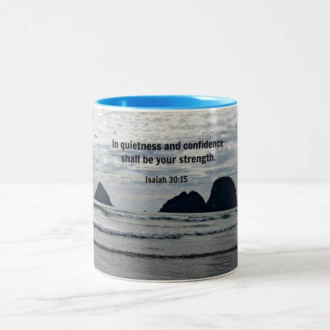 Isaiah 30:15 In quietness and confidence shall be Two-Tone Coffee Mug (Center)