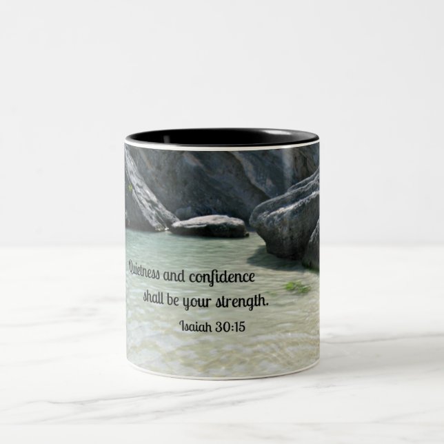 Isaiah 30:15 Quietness and confidence shall.... Two-Tone Coffee Mug (Center)