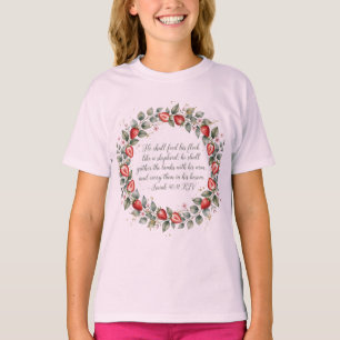 Isaiah 40 11 KJV He Shall Gather the Lambs Fall T-Shirt