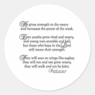 Isaiah 40:29-31 classic round sticker