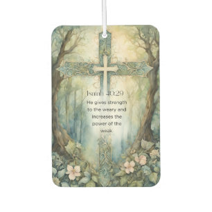 Isaiah 40:29 Bible Verse Cross Christian Encourage Car Air Freshener