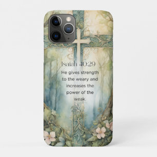 Isaiah 40:29 Bible Verse Cross Christian Encourage iPhone 11 Pro Case