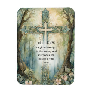 Isaiah 40:29 Bible Verse Cross Christian Encourage Magnet