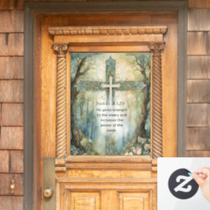 Isaiah 40:29 Bible Verse Cross Christian Encourage Window Cling