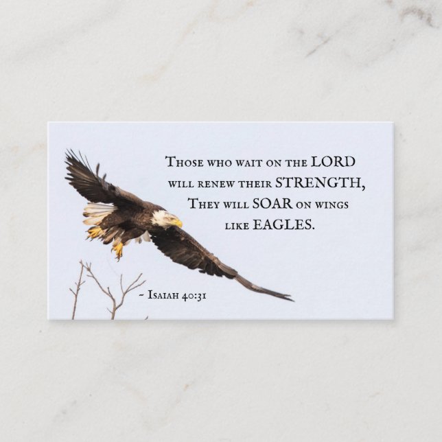 Isaiah 40:31 Bald Eagle Christian Bible Verse Business Card (Front)
