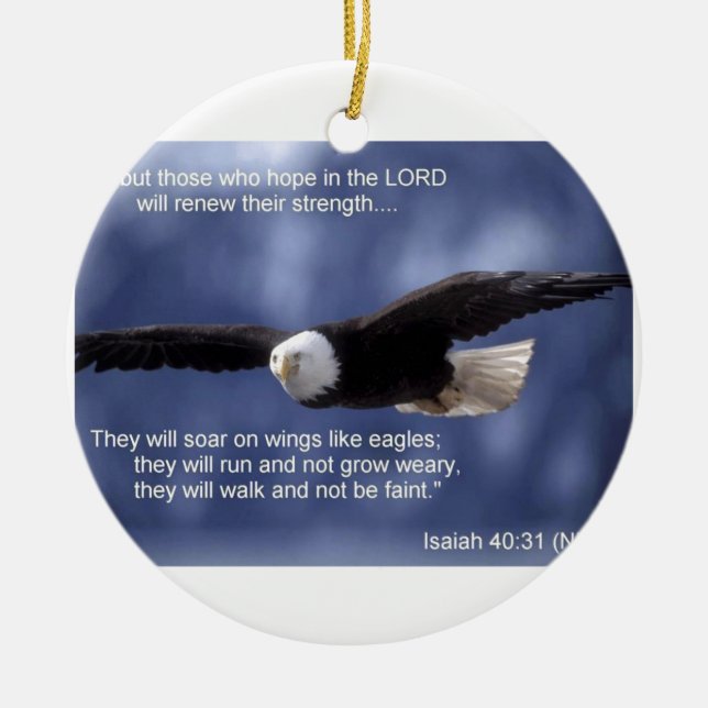 Isaiah 40:31 ceramic tree decoration (Front)