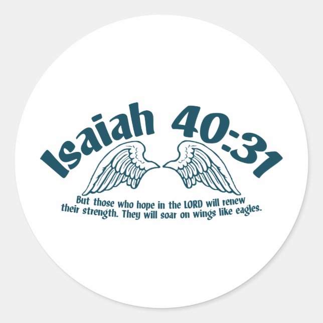 Isaiah 40:31 classic round sticker (Front)