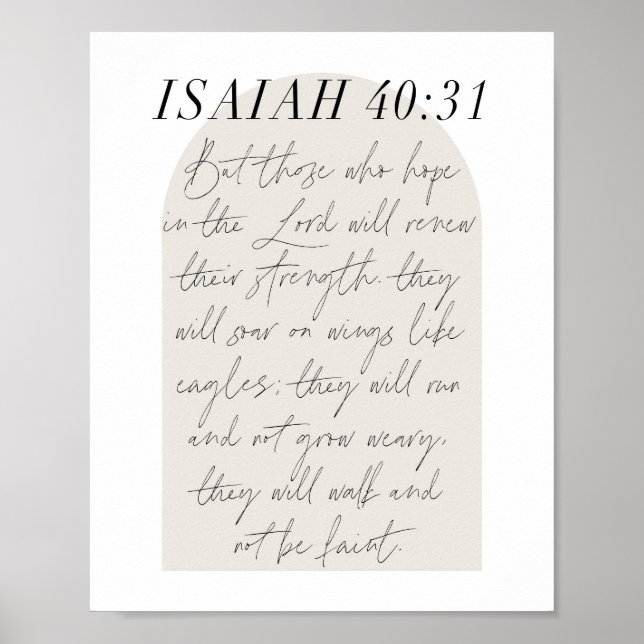 Isaiah 40:31 Minimal Boho Beige Arch Poster (Front)
