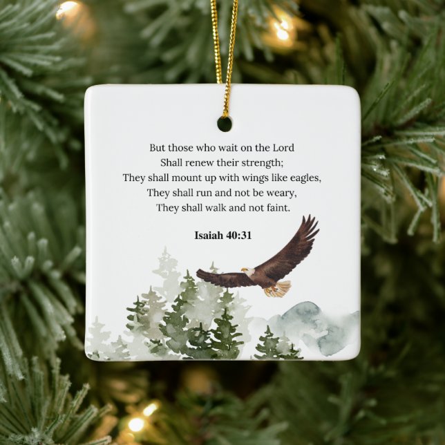 Isaiah 40:31 Mount up with wings like eagles Ceramic Ornament (Tree)