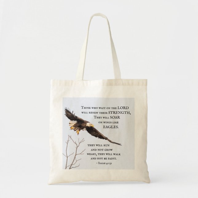 Isaiah 40:31 Those who wait on the Lord, Bible Tote Bag (Front)