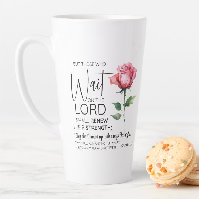 Isaiah 40:31 Those who Wait on the Lord Flower Latte Mug (In Situ)