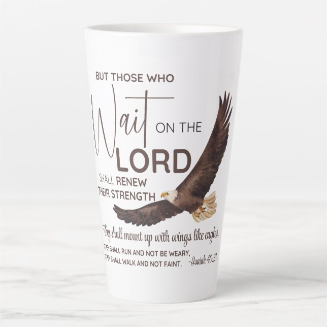 Isaiah 40:31 Those who Wait on the Lord Scripture Latte Mug (Front)