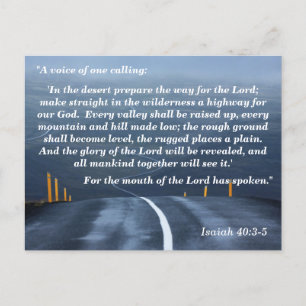 Isaiah 40:3-5 Wilderness Bible Verse Memory  Postcard