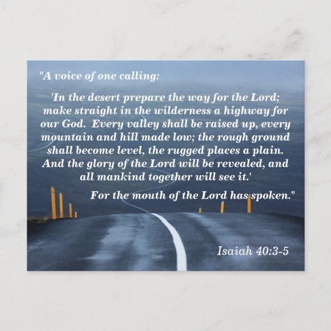 Isaiah 40:3-5 Wilderness Bible Verse Memory  Postcard (Front)