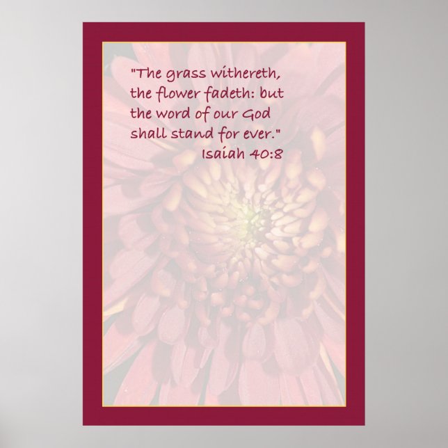 Isaiah 40:8 Scripture Print (Red Mum) (Front)