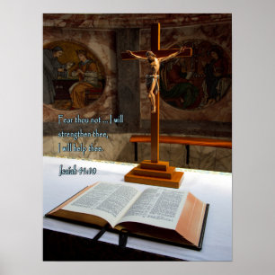 Isaiah 41:10 Bible and Cross Poster