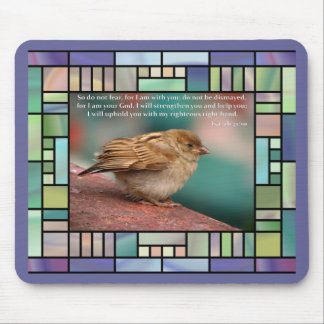 Isaiah 41:10 Bible Verse With Bird Stained Glass Mouse Mat