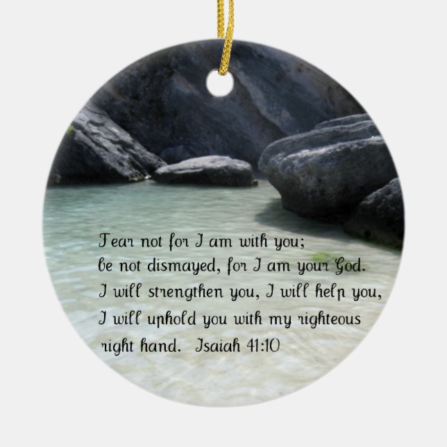 Isaiah 41:10 ceramic tree decoration (Front)
