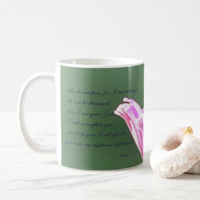 Isaiah 41:10 coffee mug (With Donut)